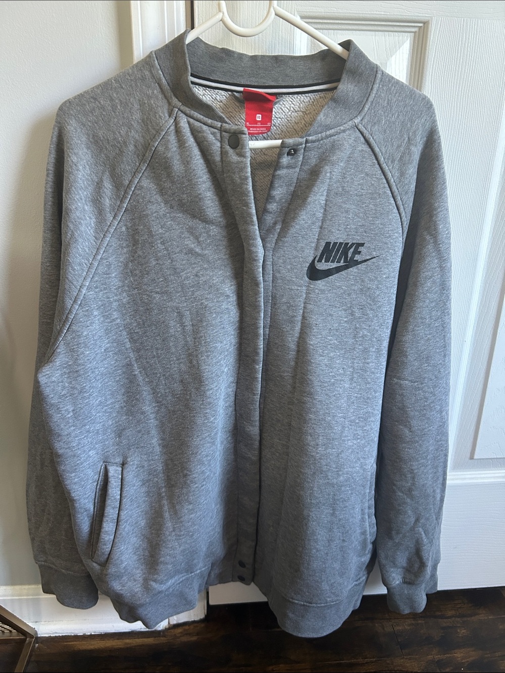 Nike Women’s Grey Snap-Front Varsity Jacket